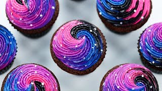 HOW TO MAKE GALAXY CUPCAKES  NERDY NUMMIES [upl. by Polash]