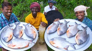 KING SIZE FISH FRY  Red Pomfret fish Fry in Village  Village Style Cooking  Village Food [upl. by Nywg]