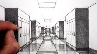 How to Draw 1Point Perspective for Beginners A Hallway [upl. by Bonnes]