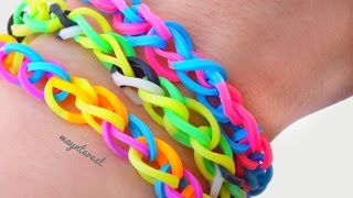 PULSERA DE GOMITAS SIMPLE con telar Rainbow loom [upl. by Lzeil]