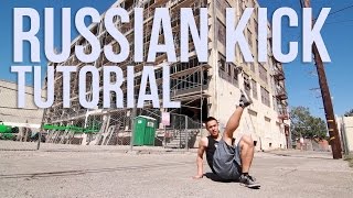 How to Russian Kick  Squat Kick Kazotsky Kick  Footwork 101 [upl. by Drahcir958]