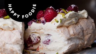 Meringue Roulade with Pistachios and Fresh Raspberries  Yotam Ottolenghi [upl. by Westfall]