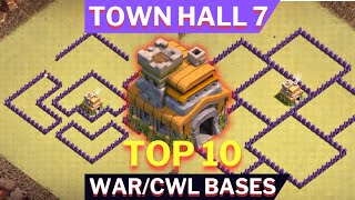 Town Hall 7 Th7 Top 10 WarCwl Bases With Copy Link Clash of Clans [upl. by Llenram]