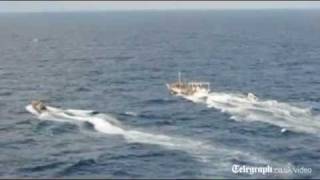 Royal Navy capture Somali pirate boat in the Indian Ocean [upl. by Eintirb]