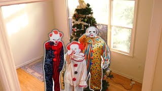 Scary Clown Breaks in our House and Destroys Christmas Tree  Three Clowns WeeeClown Around [upl. by Past]