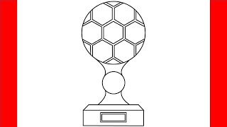 How To Draw Soccer Gold Trophy  Step By Step Drawing [upl. by Namaan]