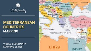 MEDITERRANEAN COUNTRIES  World Geography Mapping [upl. by Leanne]