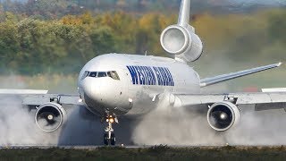 Unbelievable MD11 LANDING on a WET RUNWAY 4K [upl. by Clea]