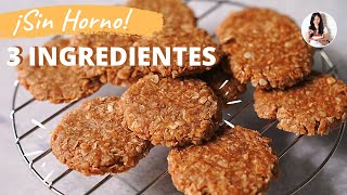 🍪Galleta de Avena3 ingredientes  SIN HORNO SIN MICROONDAS  AUXY [upl. by Lyred]