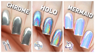 Apply Chrome Holo amp Mermaid Nail Powders PERFECTLY [upl. by Milks393]