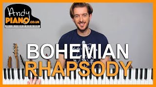 QUEEN  BOHEMIAN RHAPSODY Piano Lesson Tutorial  Simplified Chords [upl. by Enneiluj796]