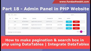 Part 18  How to use DataTables in PHP  How to make pagination amp search box in php using DataTables [upl. by Zere]