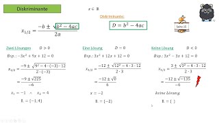 Diskriminante  Quadratische Gleichungen 2 [upl. by Dey386]