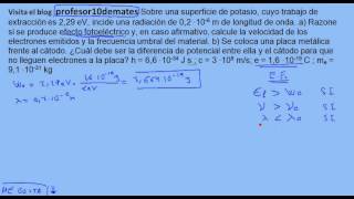 Efecto fotoelectrico ejercicios resueltos potencial parte1 [upl. by Aicala301]