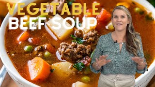 QUICK Vegetable Ground Beef Soup Recipe  Tomato Paste Hack [upl. by Costanzia]