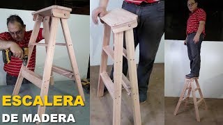 ESCALERA PLEGABLE DE MADERA FÁCIL PASO A PASO  TUTORIAL  Wooden Stairs [upl. by Llenrod]