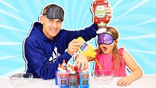 Blindfolded Slime PRANK Challenge Dad CHEATED  JKrew [upl. by Kanya]