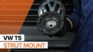 How to change Front Strut Mount on VOLKSWAGEN T5 TUTORIAL  AUTODOC [upl. by Annoyik]