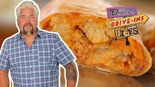 Biscuits and Gravy BURRITO  Diners Driveins and Dives with Guy Fieri  Food Network [upl. by Benjy746]