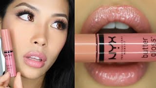 NYX Professional Makeup Butter Gloss TIRAMISU Quick Review Swatch Tutorial [upl. by Loftus]