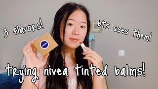 Trying Nivea Tinted Lip Balms [upl. by Alihs299]