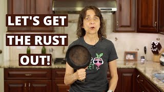 The Easiest Way To Clean Rust From Cast Iron Skillet amp Season The Pan [upl. by Atronna]