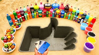 How to make Like Hand with Cement S25 amp iPhone 16 vs Big Coca Cola and Mentos Schweppes amp Mirinda [upl. by Anyk]