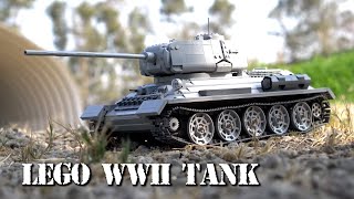 RC LEGO T34 Tank with Shooting Mechanism [upl. by Eintihw]