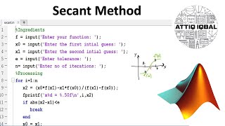 Secant Method with MATLAB code [upl. by Jennette]