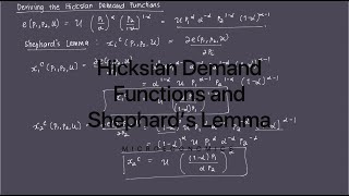 Hicksian Demand Functions and Shephards Lemma [upl. by Albert69]