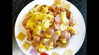 Scrambled Eggs with Sausage  Easy Breakfast [upl. by Ailaham]