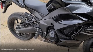 2021 Kawasaki Ninja 1000SX exhaust slipon removal and sound comparison [upl. by Missak798]