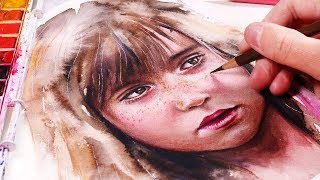 How to Paint Portraits with WATERCOLORS  COLORED PENCILS [upl. by Heid592]