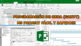 PROGRAMACIÓN DE OBRA GANTT MS PROJECT FÁCIL Y RÁPIDO [upl. by Cornelius354]