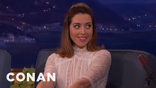 Aubrey Plaza Wants To Be Swaddled Like A Baby  CONAN on TBS [upl. by Ilojne40]