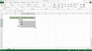 Convert Decimal Values to Hexadecimal  Excel Formula [upl. by Atig]