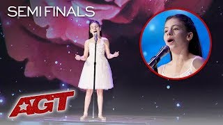 Emanne Beasha  Semifinals  Americas Got Talent 2019  Quello Che Faro Everything I Do [upl. by Aerdnak]