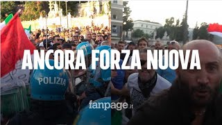 Roma Forza Nuova ancora in piazza contro il Green Pass scontri con la polizia [upl. by Merras]