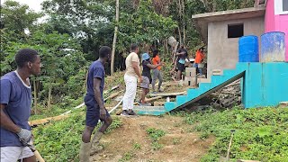 Casting the bathroom floor of the house  we pipe it out and cast today [upl. by Fugate]