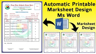 Automatic Printable Marksheet Create in Microsoft Office Word  Ms word Tutorial [upl. by Triley]