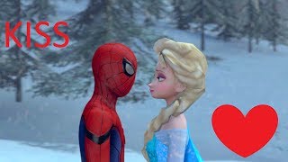 SFM Spiderman and Elsa kiss Animation [upl. by Netsruk275]