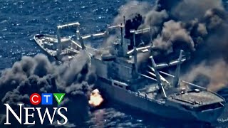 Watch this decommissioned US Navy ship get blown up during a military training exercise [upl. by Waechter]