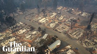 Aerial footage shows aftermath of Californias deadliest wildfire [upl. by Ernestus829]