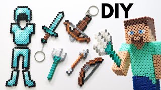 Easy DIY Minecraft Perler Bead Keychains amp Magnets [upl. by Ielerol145]