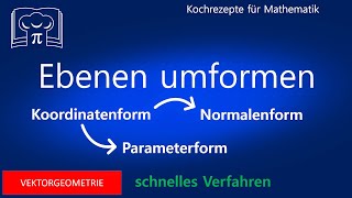 Ebenen umformen umwandeln  Koordinatenform Parameterform Normalenform [upl. by Helali936]