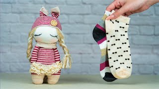 Sewing for beginners How to make socks dolls from scratch Tips amp tricks DIY Tutorial [upl. by Ellesor]