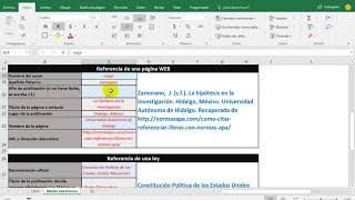 Referencias formato APA archivo en Excel [upl. by Arannahs]