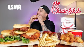 ASMR SMASHING ChickFilA Spicy Deluxe Sandwiches  Waffle Fries  Mac amp Cheese  Real Eating Sounds [upl. by Philis]