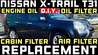 How to Change Engine Oil a Nissan XTrail T31  Oil FilterAir Filter amp Cabin Filter Replace DIY [upl. by Asiek]