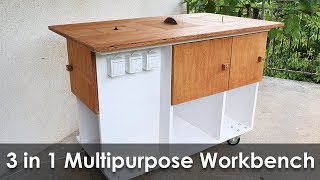 Homemade 3 in 1 Multipurpose Workbench Table Saw Router Table and Inverted Jigsaw Free Plans [upl. by Ellenhoj]